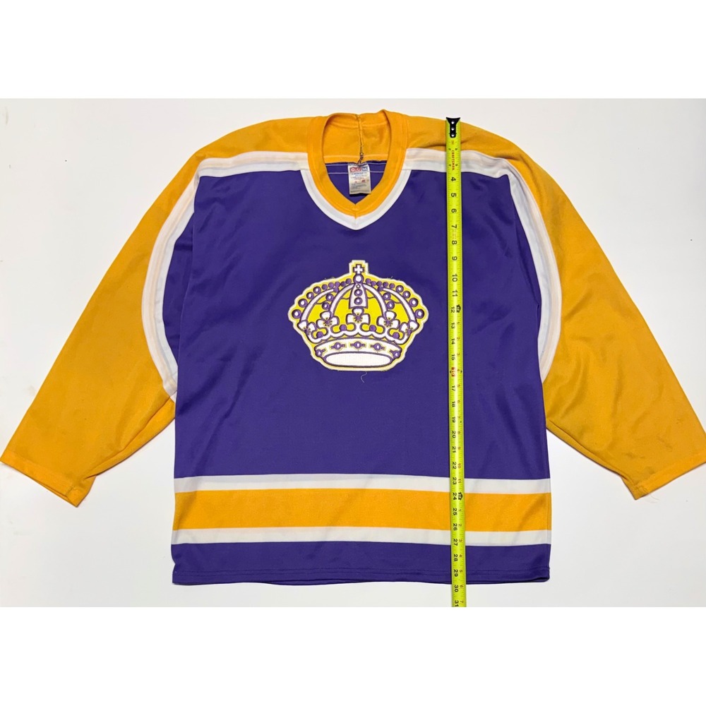 Vintage CCM Maska Los Angeles Kings Jersey Purple Gold Crown NHL Mens Large USA